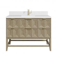 James Martin Vanities D100-V48-PBO-1WZ - Emmeline 48'' Single Vanity, Pebble Oak w/ Single Hole 3 CM White Zeus Quartz Top &