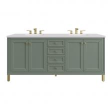 James Martin Vanities 305-V72-SC-3WZ - Chicago 72'' Double Vanity, Smokey Celadon w/ 3 CM White Zeus Top