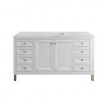 James Martin Vanities 305-V60S-GW-3EJP - Chicago 60'' Single Vanity, Glossy White w/ 3 CM Eternal Jasmine Pearl Top