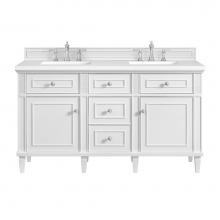 James Martin Vanities 424-V60D-BW-3WZ - Lorelai 60'' Double Vanity, Bright White w/ 3 CM White Zeus Quartz Top