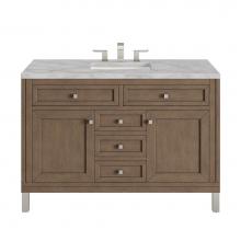 James Martin Vanities 305-V48-WWW-3VSL - Chicago 48'' Single Vanity, Whitewashed Walnut w/ 3 CM Victorian Silver Quartz Top