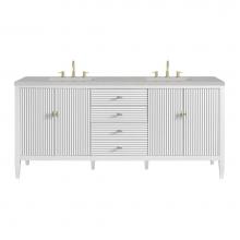 James Martin Vanities 485-V72-BW-3ESR - Myrrin 72'' Double Vanity, Bright White w/ 3 CM Eternal Serena Quartz Top