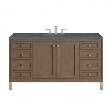 James Martin Vanities 305-V60S-WWW-3PBL - Chicago 60'' Single Vanity, Whitewashed Walnut w/ 3 CM Parisien Bleu Quartz Top