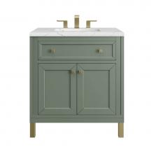 James Martin Vanities 305-V30-SC-3ENC - Chicago 30'' Single Vanity, Smokey Celadon w/ 3 CM Ethereal Noctis Top