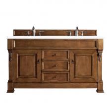 James Martin Vanities 147-114-5671-3WZ - Brookfield 60'' Double Vanity, Country Oak w/ 3 CM White Zeus Quartz Top