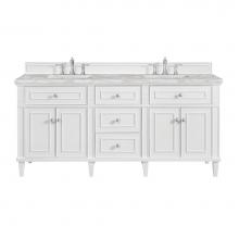 James Martin Vanities 424-V72-BW-3VSL - Lorelai 72'' Double Vanity, Bright White w/ 3 CM Victorian Silver Quartz Top