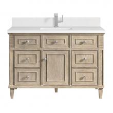 James Martin Vanities 424-V48-WWO-1WZ - Lorelai 48'' Single Vanity, Whitewashed Oak w/ Single Hole 3 CM White Zeus Quartz Top &a