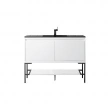 James Martin Vanities 805-V47.3-GW-MB-CH - Mantova 47.3'' Single Vanity, Glossy White, Matte Black Base w/ Charcoal Black Composite