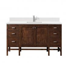 James Martin Vanities E444-V60S-MCA-1WZ - Addison 60'' Single Vanity, Mid-Century Acacia w/ Single Hole 3 CM White Zeus Quartz Top