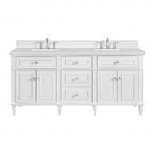 James Martin Vanities 424-V72-BW-3LDL - Lorelai 72'' Double Vanity, Bright White w/ 3 CM Lime Delight Quartz Top