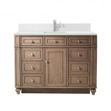 James Martin Vanities 157-V48-WW-1WZ - Bristol 48'' Single Vanity, Whitewashed Walnut w/ Single Hole 3 CM White Zeus Quartz Top