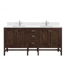 James Martin Vanities E444-V72-MCA-1WZ - Addison 72'' Double Vanity, Mid-Century Acacia w/ Single Hole 3 CM White Zeus Quartz Top