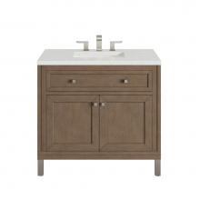 James Martin Vanities 305-V36-WWW-3LDL - Chicago 36'' Single Vanity, Whitewashed Walnut w/ 3 CM Lime Delight Quartz Top