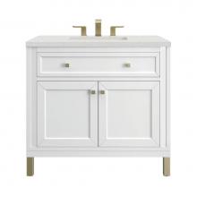 James Martin Vanities 305-V36-GW-3LDL - Chicago 36'' Single Vanity, Glossy White w/ 3 CM Lime Delight Top