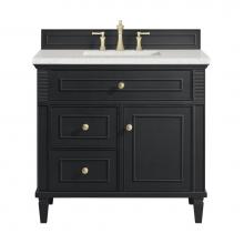 James Martin Vanities 424-V36-BKO-3LDL - Lorelai 36'' Single Vanity, Black Onyx w/ 3 CM Lime Delight Quartz Top