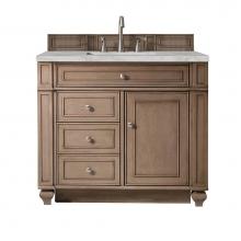 James Martin Vanities 157-V36-WW-3VSL - Bristol 36'' Single Vanity, Whitewashed Walnut w/ 3 CM Victorian Silver Quartz Top