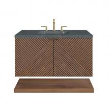 James Martin Vanities D200-V36-CSN-3PBL - Marcello 36'' Single Vanity, Chestnut w/ 3 CM Parisien Bleu Top