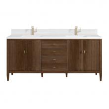 James Martin Vanities 485-V72-WLT-1WZ - Myrrin 72'' Vanity, Mid Century Walnut w/ Single Hole 3 CM White Zeus Quartz Top & B