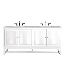 James Martin Vanities E645-V72-GW-3VSL - Athens 72'' Double Vanity, Glossy White w/ 3 CM Victorian Silver Quartz Top