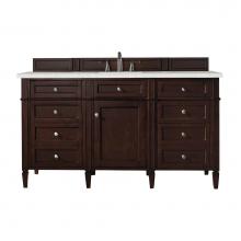 James Martin Vanities 650-V60S-BNM-3LDL - Brittany 60'' Single Vanity, Burnished Mahogany w/ 3 CM Lime Delight Quartz Top