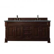 James Martin Vanities 147-114-5761-3PBL - Brookfield 72'' Double Vanity, Burnished Mahogany w/ 3 CM Parisien Bleu Quartz Top