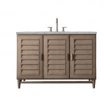 James Martin Vanities 620-V48-WW-3VSL - Portland 48'' Single Vanity Whitewashed Walnut w/ 3 CM Victorian Silver Quartz Top