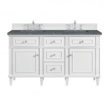 James Martin Vanities 424-V60D-BW-3PBL - Lorelai 60'' Double Vanity, Bright White w/ 3 CM Parisien Blue Quartz Top