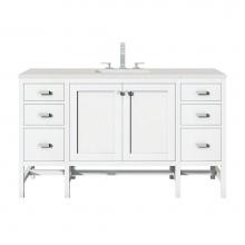 James Martin Vanities E444-V60S-GW-3LDL - Addison 60'' Single Vanity, Glossy White w/ 3 CM Lime Delight Quartz Top