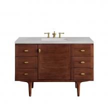 James Martin Vanities 670-V48-WLT-3ESR - Amberly 48'' Single Vanity, Mid-Century Walnut w/ 3 CM Eternal Serena Top