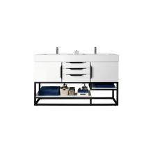 James Martin Vanities 983-V59D-GW-MB - Columbia 59'' Double Vanity Cabinet, Glossy White, Matte Black