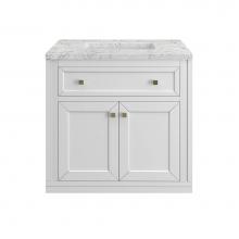 James Martin Vanities 305-V30-GW-3EJP - Chicago 30'' Single Vanity, Glossy White w/ 3 CM Eternal Jasmine Pearl Top