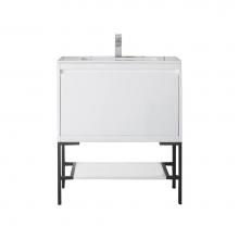 James Martin Vanities 805-V31.5-GW-MB-GW - Mantova 31.5'' Single Vanity, Glossy White, Matte Black Base w/ Glossy White Composite S