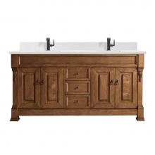 James Martin Vanities 147-114-5771-1WZ - Brookfield 72'' Double Vanity, Country Oak w/ Single Hole 3 CM White Zeus Quartz Top &am