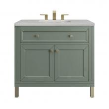 James Martin Vanities 305-V36-SC-3ESR - Chicago 36'' Single Vanity, Smokey Celadon w/ 3 CM Eternal Serena Top