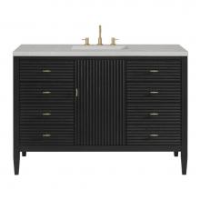 James Martin Vanities 485-V48-CBO-3ESR - Myrrin 48'' Vanity, Carbon Oak w/ 3 CM Eternal Serena Quartz Top