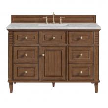 James Martin Vanities 424-V48-WLT-3VSL - Lorelai 48'' Single Vanity, Mid-Century Walnut w/ 3 CM Victorian Silver Quartz Top