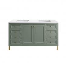 James Martin Vanities 305-V60D-SC-3WZ - Chicago 60'' Double Vanity, Smokey Celadon w/ 3 CM White Zeus Top