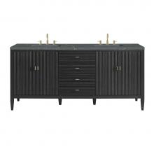 James Martin Vanities 485-V72-CBO-3PBL - Myrrin 72'' Double Vanity, Carbon Oak w/ 3 CM Parisien Blue Quartz Top