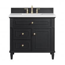 James Martin Vanities 424-V36-BKO-3WZ - Lorelai 36'' Single Vanity, Black Onyx w/ 3 CM White Zeus Quartz Top