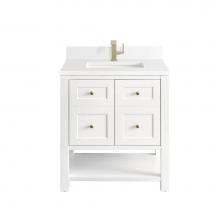 James Martin Vanities 330-V30-BW-1WZ - Breckenridge 30'' Single Vanity, Bright White w/ Single Hole 3 CM White Zeus Top & B