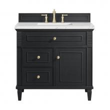 James Martin Vanities 424-V36-BKO-3ENC - Lorelai 36'' Single Vanity, Black Onyx w/ 3 CM Ethereal Noctis Quartz Top