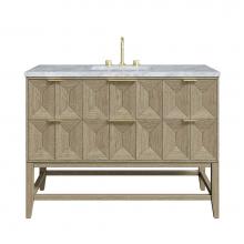 James Martin Vanities D100-V48-PBO-3CAR - Emmeline 48'' Single Vanity, Pebble Oak w/ 3 CM Carrara White Marble Top