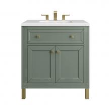 James Martin Vanities 305-V30-SC-3WZ - Chicago 30'' Single Vanity, Smokey Celadon w/ 3 CM White Zeus Top