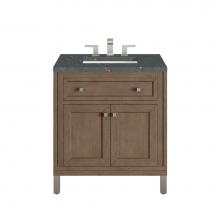 James Martin Vanities 305-V30-WWW-3PBL - Chicago 30'' Single Vanity, Whitewashed Walnut w/ 3 CM Parisien Bleu Quartz Top