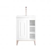 James Martin Vanities E110V24GWBNKWG - Alicante' 24'' Single Vanity Cabinet, Glossy White, Brushed Nickel w/White Glossy C