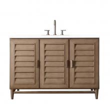 James Martin Vanities 620-V48-WW-3WZ - Portland 48'' Single Vanity Whitewashed Walnut, w/ 3 CM White Zeus Quartz Top