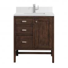 James Martin Vanities E444-V30-MCA-1WZ - Addison 30'' Single Vanity, Mid-Century Acacia w/ Single Hole 3 CM White Zeus Quartz Top