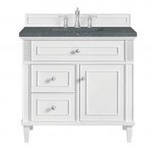 James Martin Vanities 424-V36-BW-3PBL - Lorelai 36'' Single Vanity, Bright White w/ 3 CM Parisien Blue Quartz Top