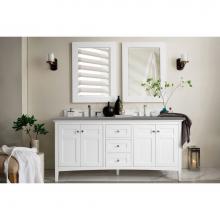 James Martin Vanities 527-V72-BW-3GEX - Palisades 72'' Double Vanity, Bright White, w/ 3 CM Grey Expo Quartz Top