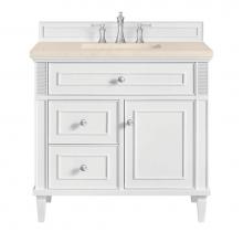 James Martin Vanities 424-V36-BW-3EMR - Lorelai 36'' Single Vanity, Bright White w/ 3 CM Eternal Marfil Quartz Top